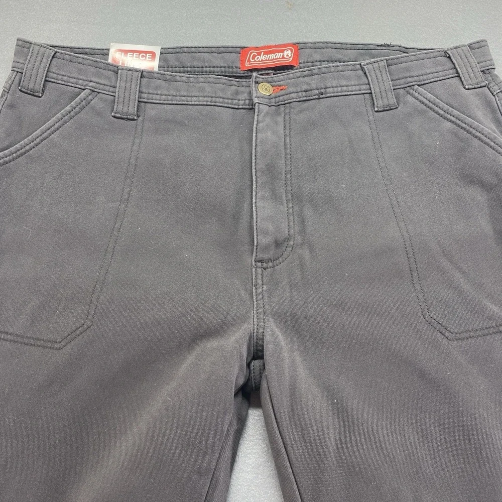Coleman Jeans Mens 40x30 Black Mid Rise Fleece‎ Lined Carpenter Workwear NEW